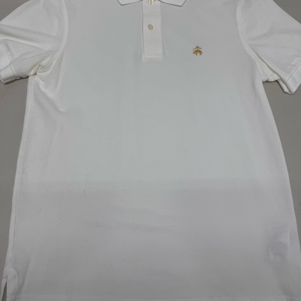 Brooks Brothers White Polo Shirt with Gold Logo